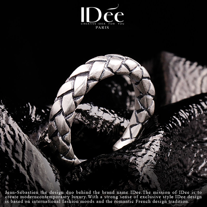 法国idee编织男女潮牌嘻哈银戒指 idee戒指/指环