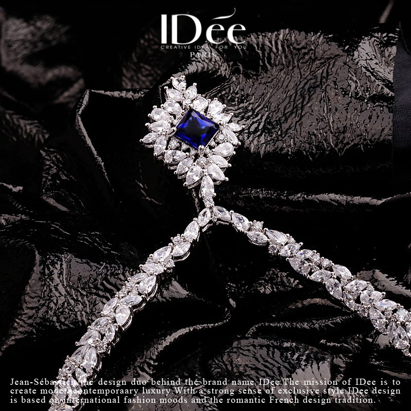 法国idee眷恋蓝宝石女时尚宴会吊坠 idee项链