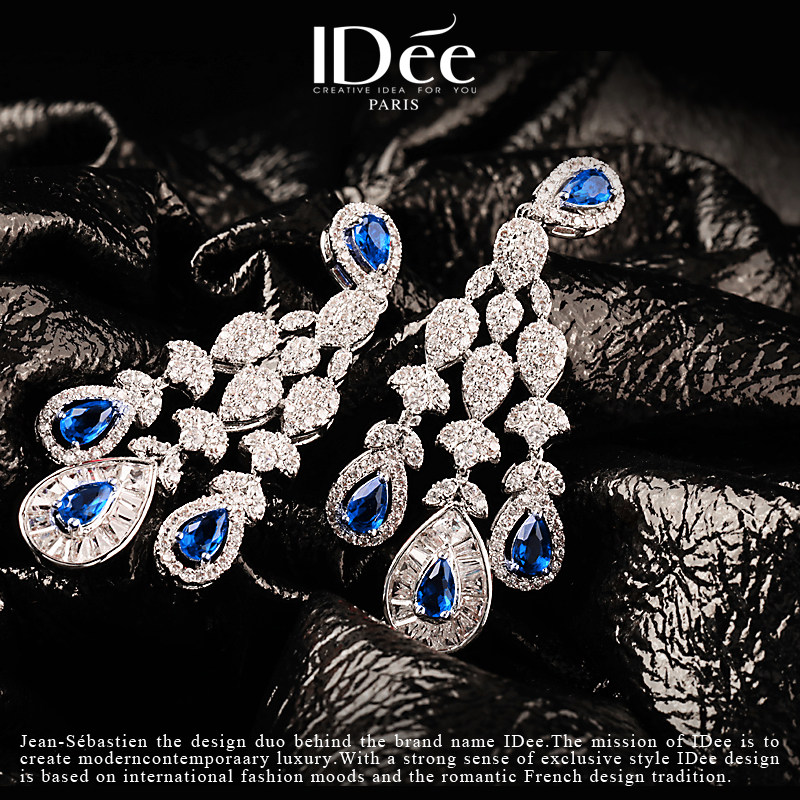 法国idee盛世蓝宝石女高档轻奢耳钉 idee耳钉