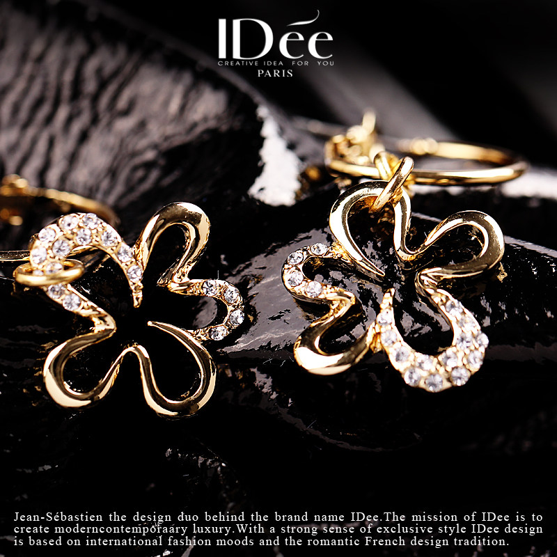 法国idee花朵女简约欧长款美耳坠 idee耳环