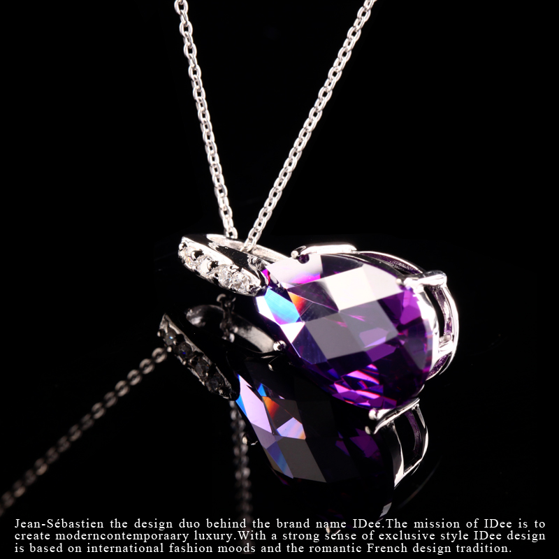 法国idee紫水晶女潮纯银925银饰 idee项坠/吊坠