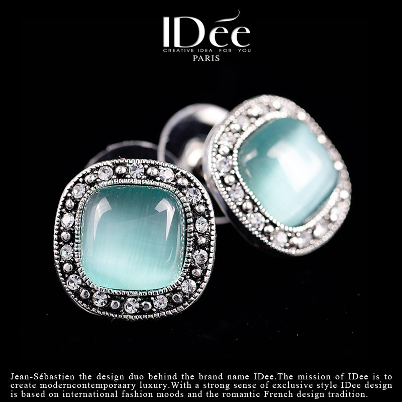 法国idee猫眼石女气质个性闪钻耳钉 idee耳钉