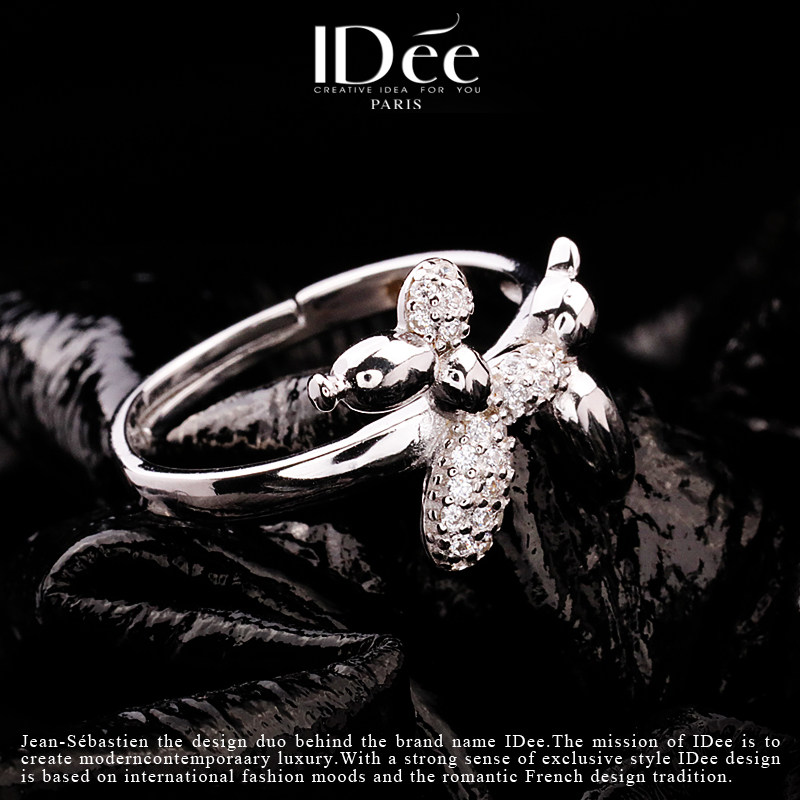 法国idee生肖小狗小女戒纯银戒指 idee戒指/指环