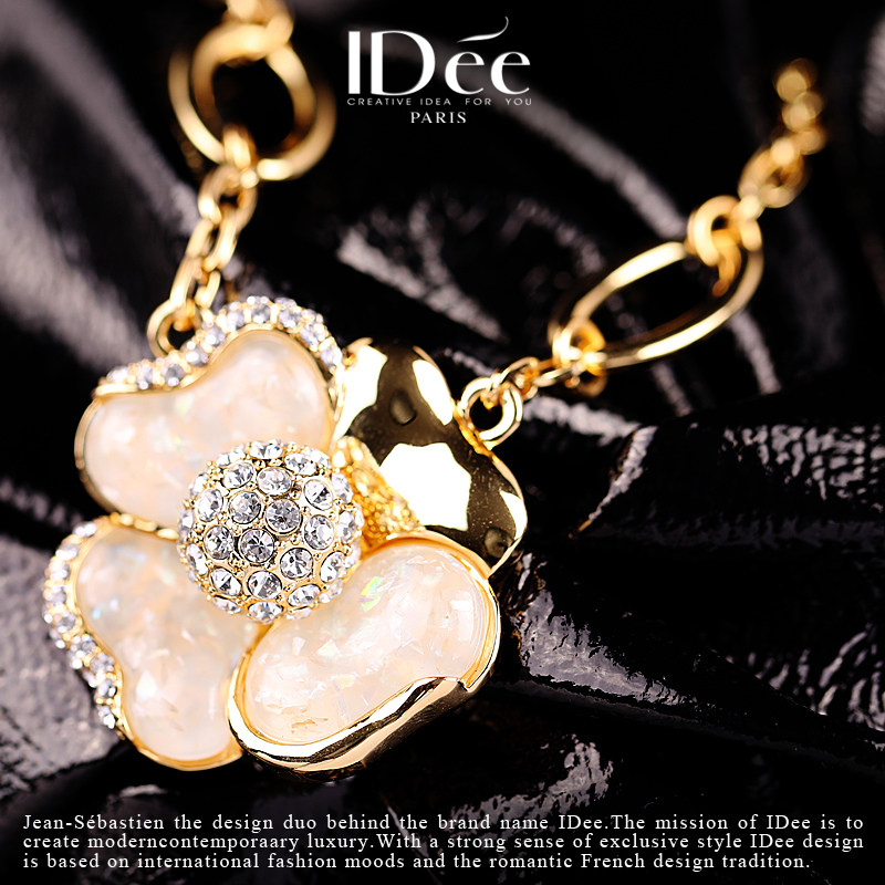 法国idee花朵毛衣女长款吊坠毛衣链 idee项坠/吊坠