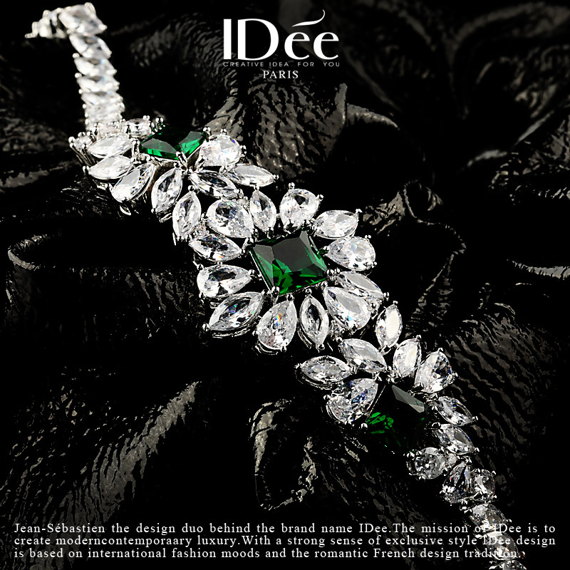 法国idee辉映祖母绿绿宝石女手链 idee手链