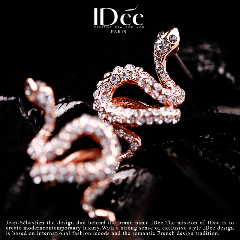 法国idee满钻蛇耳钉女潮牌轻奢耳坠 idee耳钉