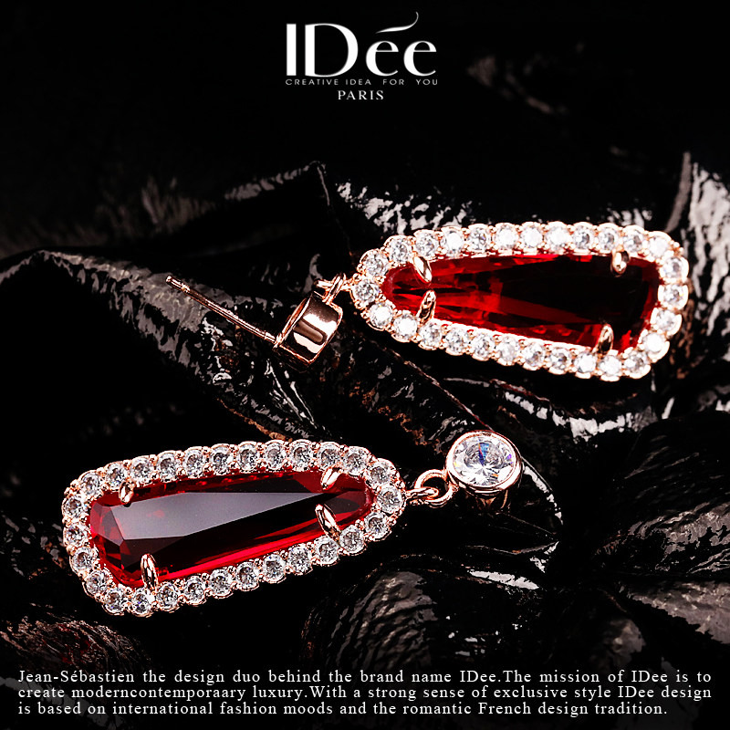 法国idee时尚蓝宝石长海蓝宝耳坠 idee耳钉