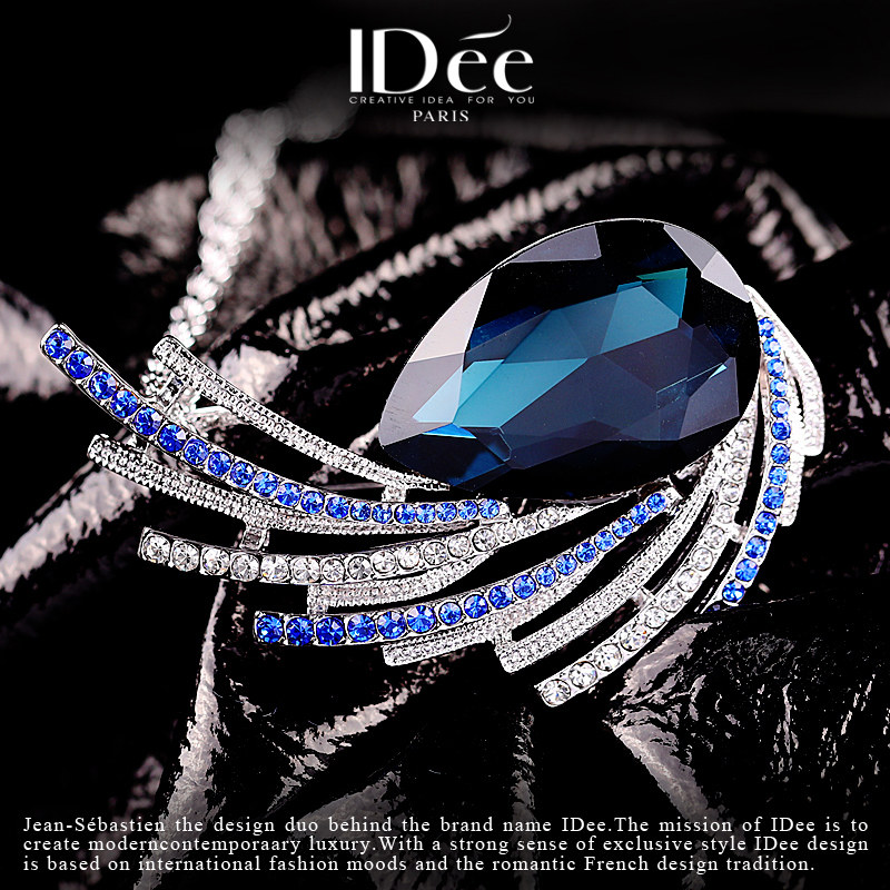 法国idee蓝宝石毛衣秋冬小众毛衣链 idee项链