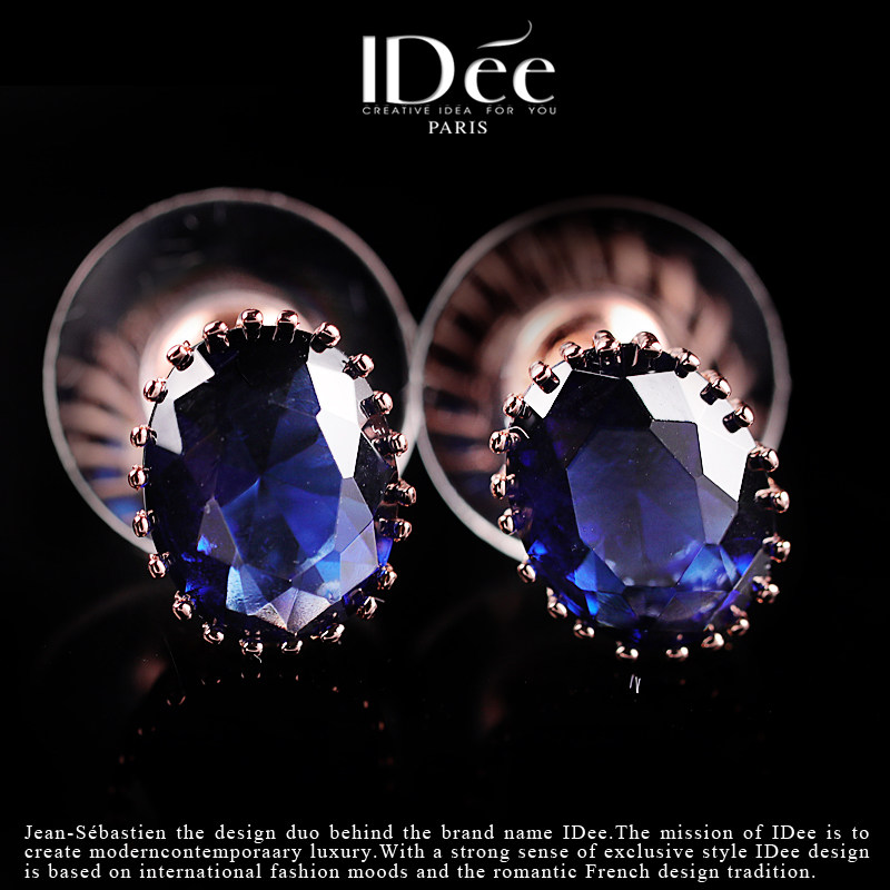法国idee蓝宝石秋冬个性气质潮耳钉 idee耳钉