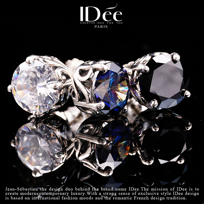 法国idee潮牌泰银黑男女嘻哈耳钉 idee耳钉