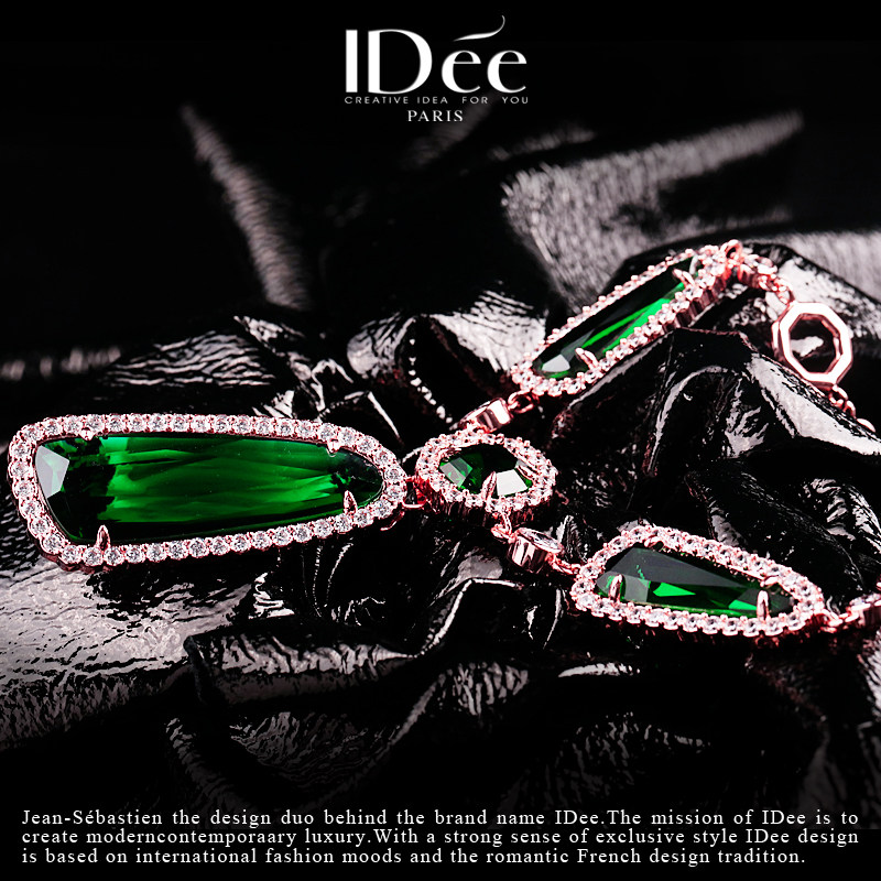 法国idee红宝石女18k金色气质项链 idee项链