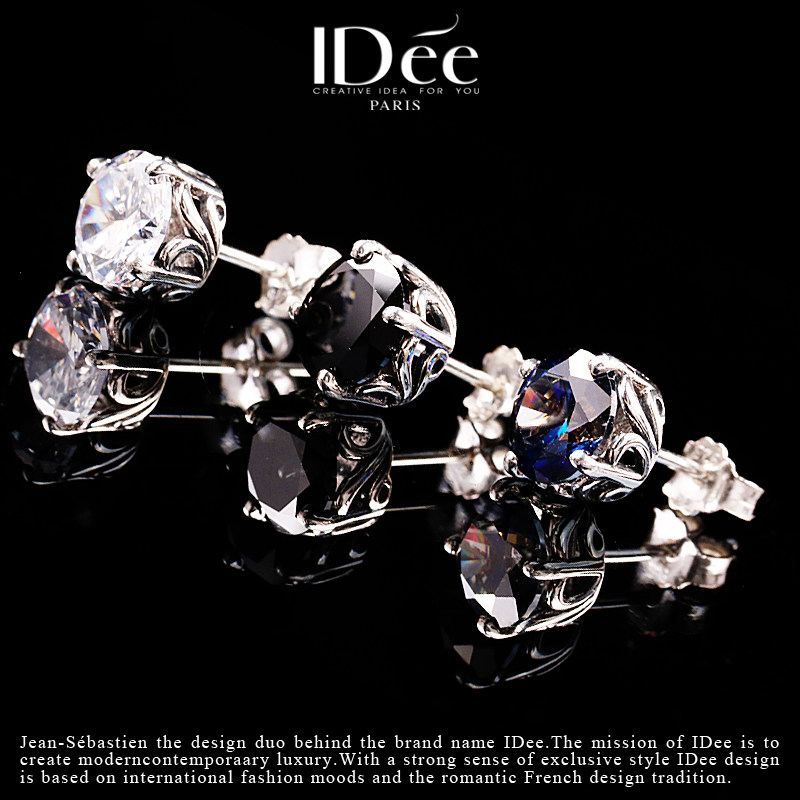 法国idee潮牌男女嘻哈彩蓝色耳钉 idee耳钉
