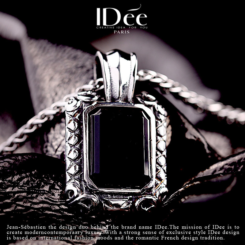 法国idee黑宝石潮男男个性欧美吊坠 idee项链