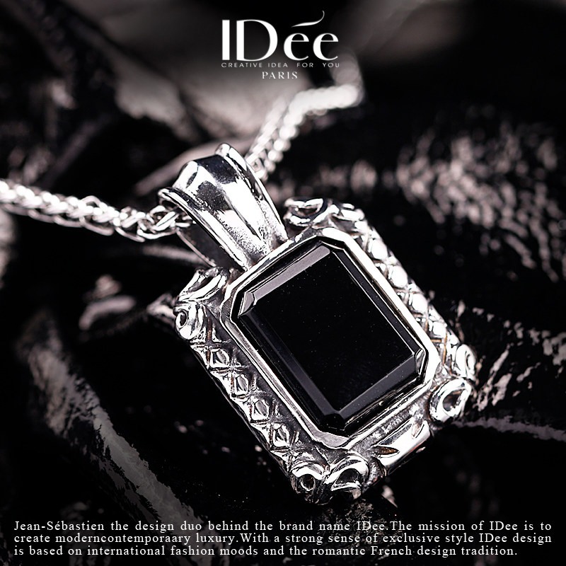 法国idee黑宝石潮男男个性欧美吊坠 idee项链