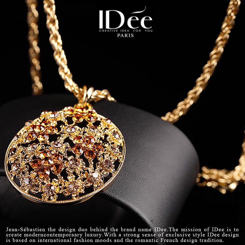 法国idee长款女18k金色气质毛衣链 idee项链