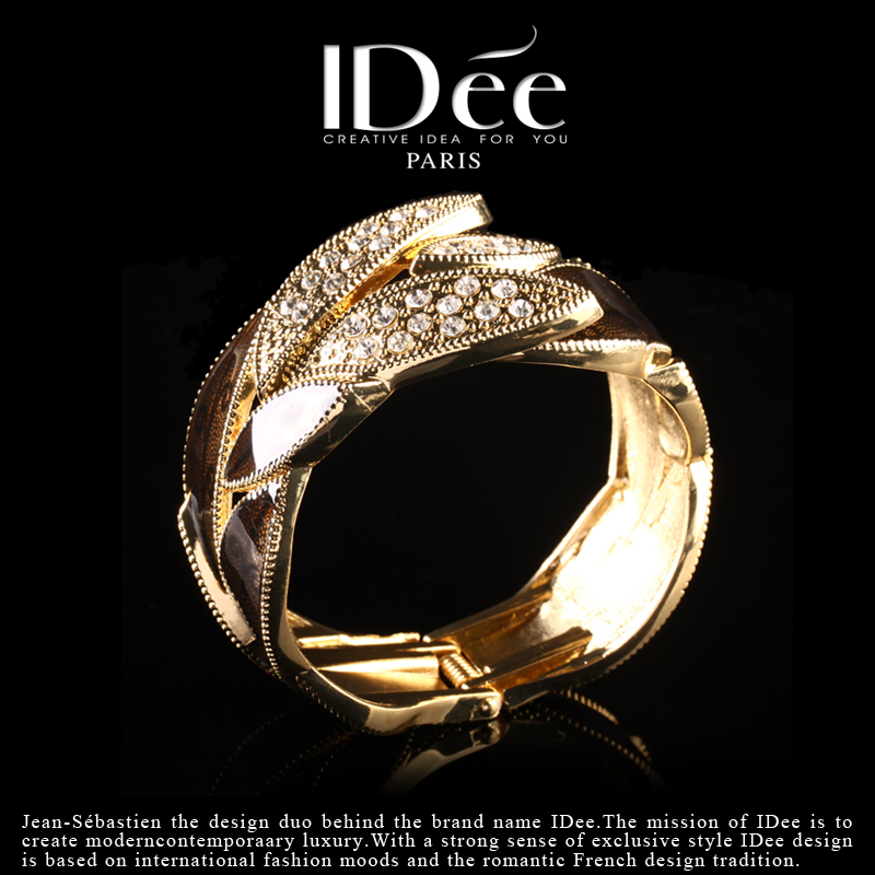 法国idee欧美宽女满钻夸张个性手镯 idee手镯