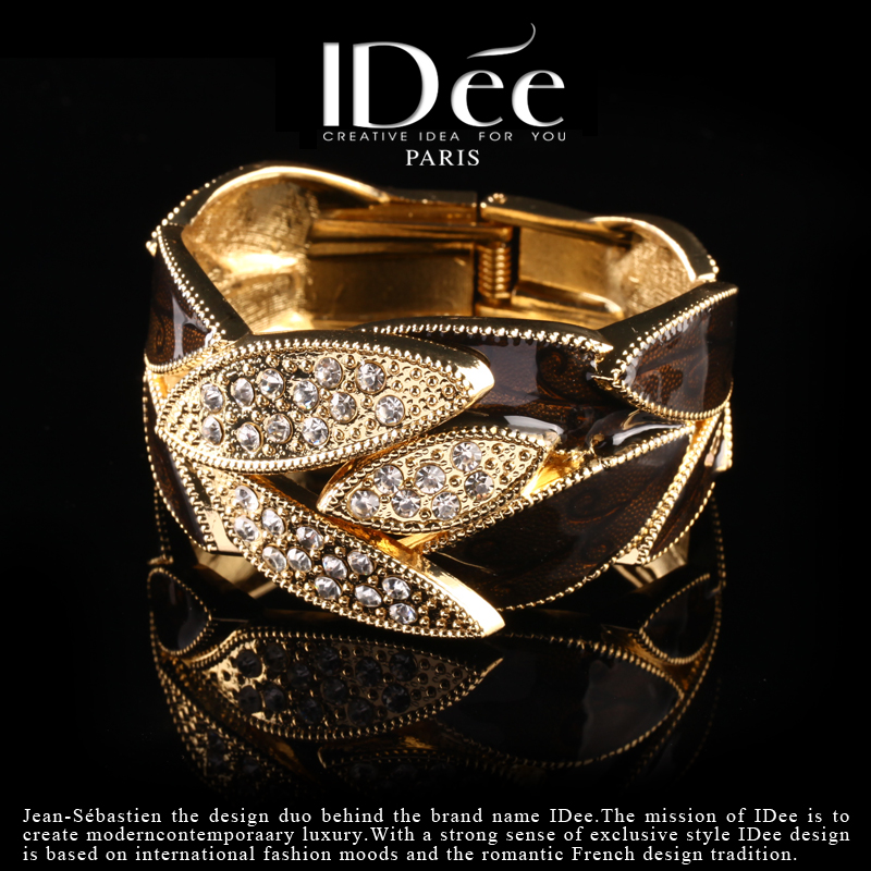 法国idee欧美宽女满钻夸张个性手镯 idee手镯