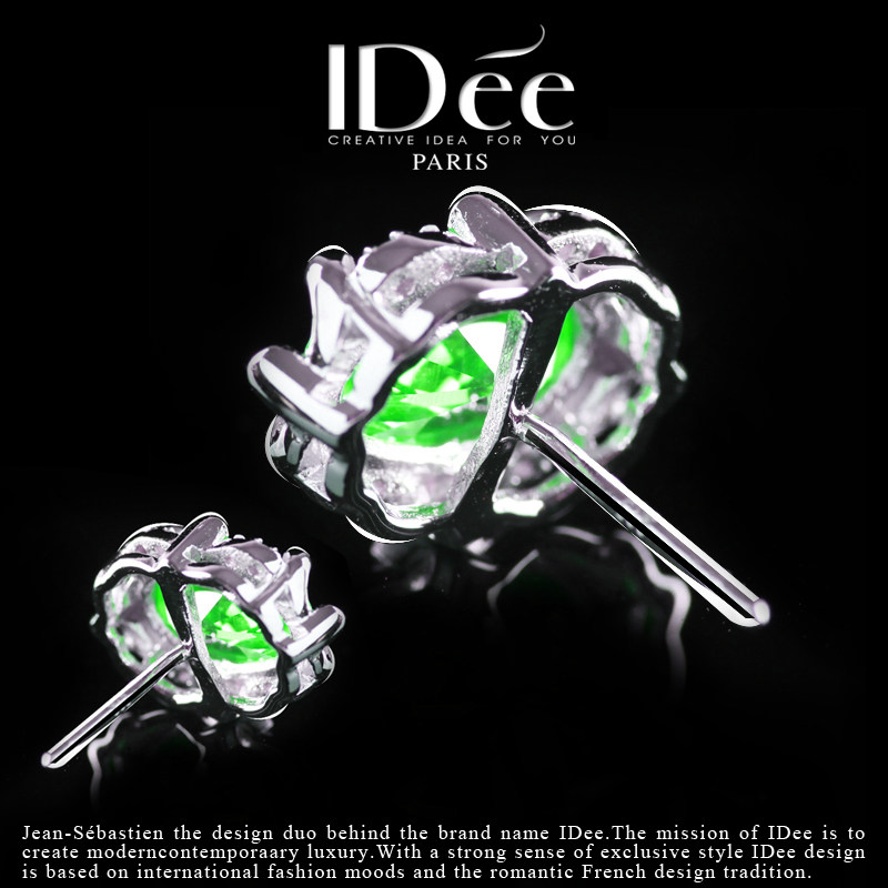 法国idee祖母绿女水晶s925 2021耳钉 idee耳钉