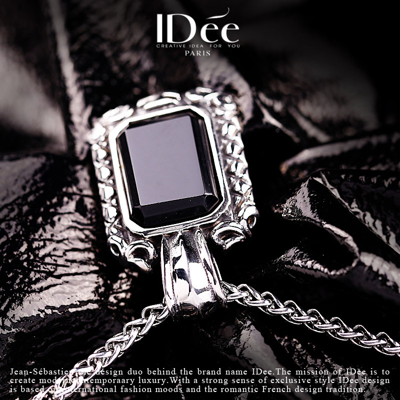 法国idee黑宝石潮男男个性欧美吊坠 idee项链