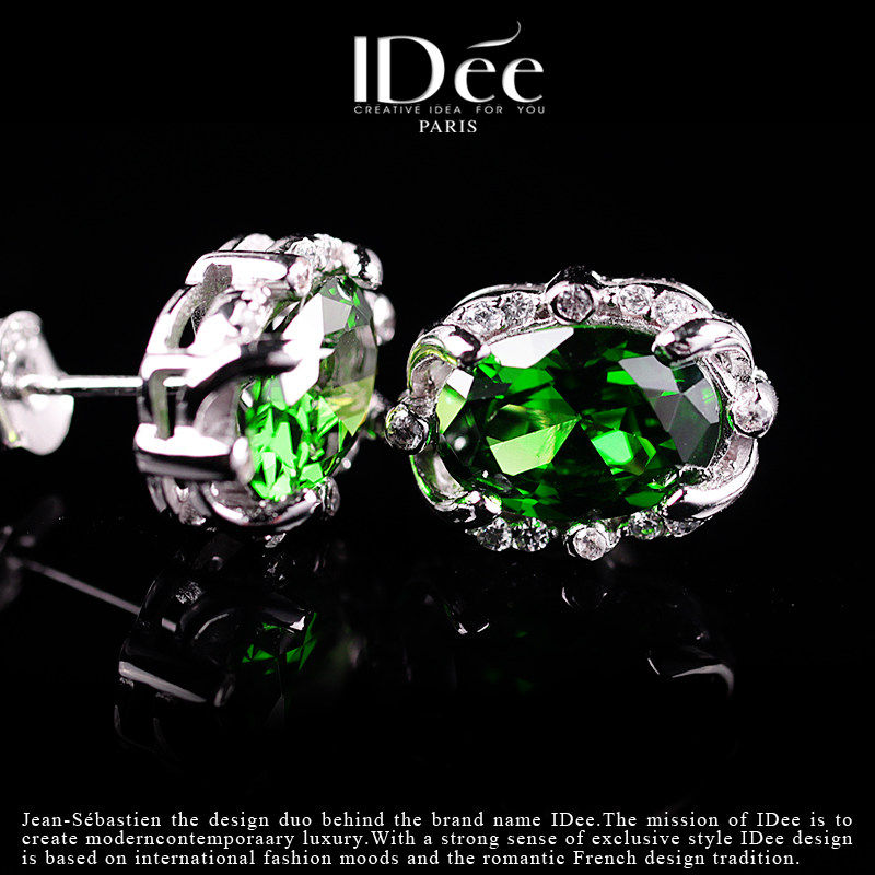 法国idee祖母绿女水晶s925 2021耳钉 idee耳钉