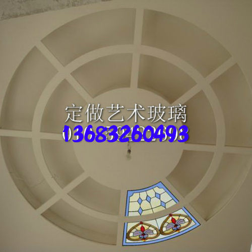 Tiffany 教堂蒂凡尼玻璃玄关隔断屏风窗户天花吊顶柜门芯地中海蓝 - 图1