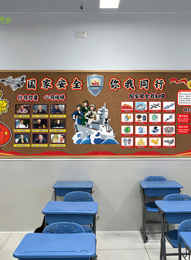 全国中小学生国家安全教育日415主题黑板报装饰红色爱国教室环创