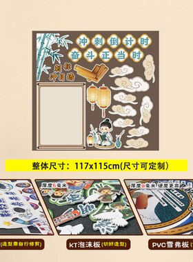 全力以赴冲刺期末黑板报墙贴