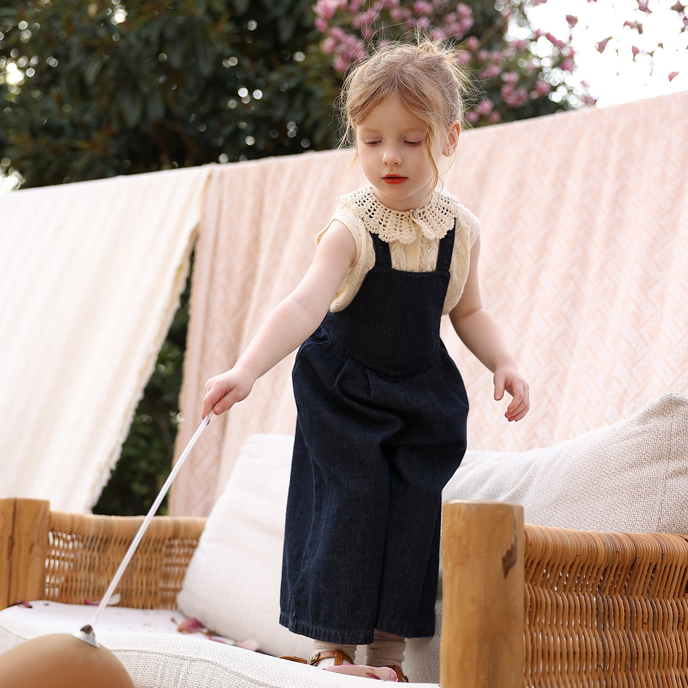 宝宝幼儿园小众气质镂空针织背心允儿妈女童儿童夏季洋气纯棉上衣 - 图0