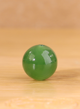天然俄料碧玉圆珠单珠精品阳绿色