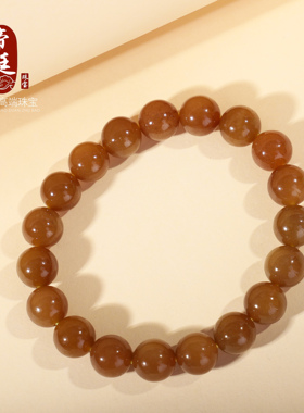 天然新疆和田玉且末糖玉圆珠手串