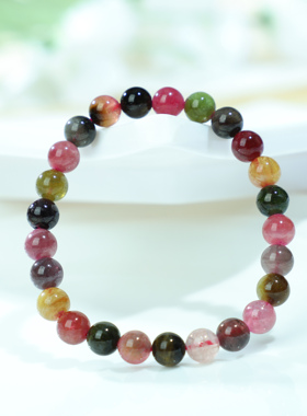 巴西天然水晶饰品单圈碧玺手链