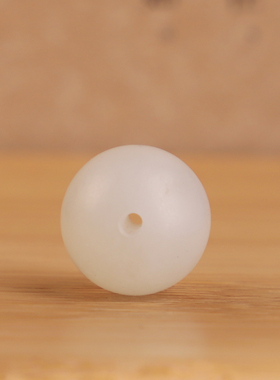 天然和田玉白玉圆珠散珠单颗哑光