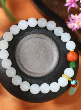 帝廷珠宝家原创设计 和田玉8MM手串女 白玉羊脂玉手链 因它而明媚