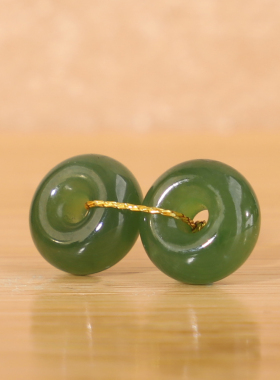 天然俄料碧玉阳绿面包圈隔珠垫片