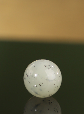 和田玉青花圆珠大孔珠单珠