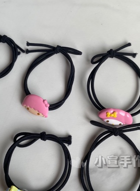 37凯特猫美乐蒂库洛米玉桂狗蜡笔小新大口仔可爱玩偶发圈发绳头绳