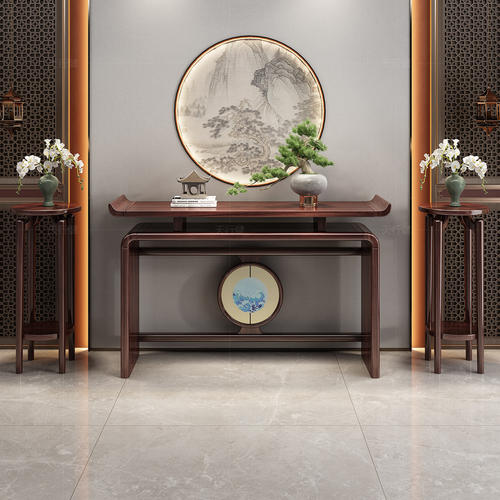 新中式玄关桌乌金木条案客厅入户门靠墙玄关台供桌超窄实木玄关柜 - 图1