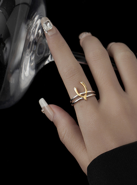 S925银鹿角戒指女个性百搭