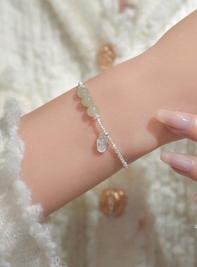 碎银几两S925纯银和田玉手链