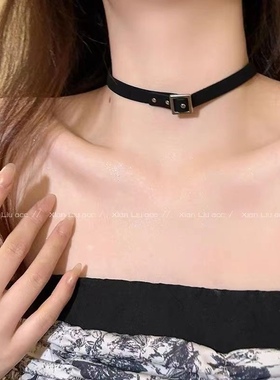 黑色丝绒choker颈链项圈女高级感小众气质颈带锁骨链脖子配饰项链