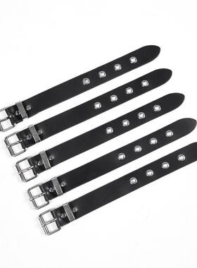 ins暗黑臂环复古朋克手环PU皮金属扣宽皮带扣手链可调节手镯男女