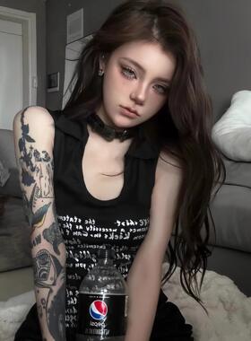choker/.复古重工朋克金属项圈y2k甜酷辣妹千禧暗黑男女颈环项链