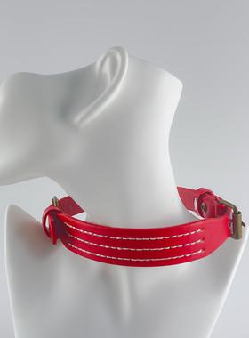 新款红色朋克皮质项圈带扣可调节宽版女士皮项链辣妹风项饰