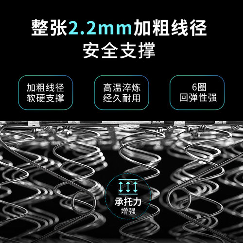 富安娜弹簧床垫椰棕偏硬护脊双人1.8m席梦思床垫乳胶租房棕垫子 - 图3