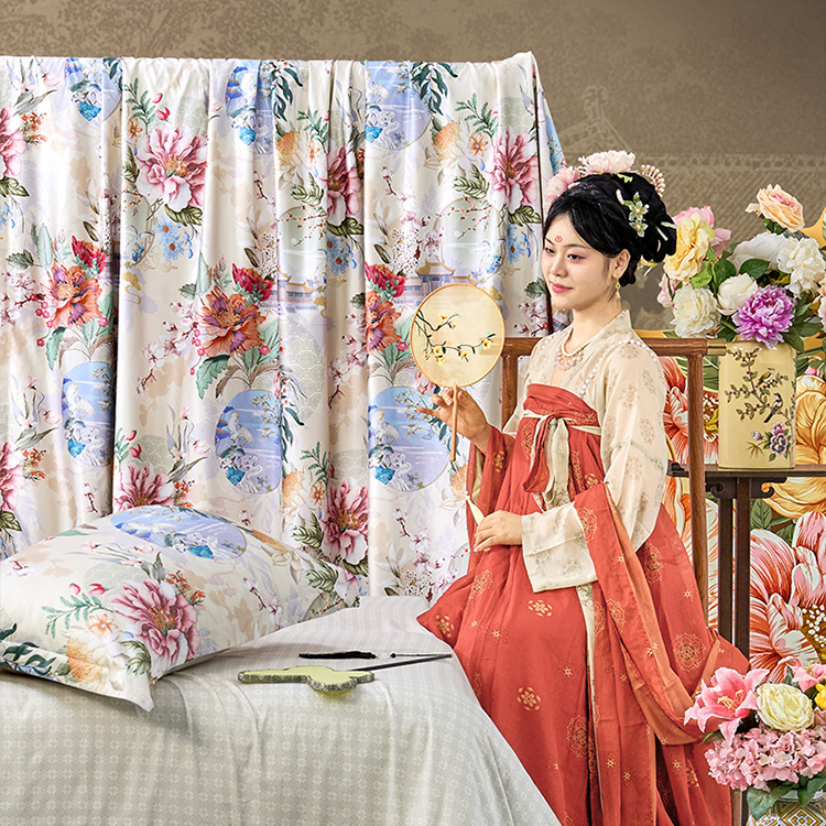 富安娜家纺140支双股皮马棉床上四件套纯棉全棉床单被套轻奢床品 - 图0