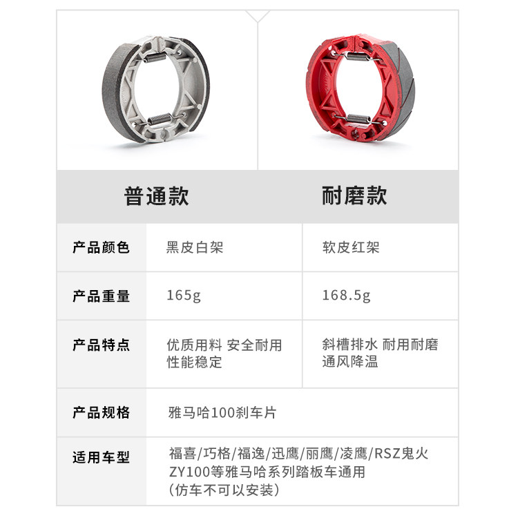 摩托车雅马哈鬼火福喜巧格凌鹰丽鹰ZY100 讯鹰125后刹车皮刹车片,淘宝优惠券,粉丝福利购,淘宝优惠卷