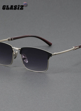 复古半框防强光防紫外线墨镜
