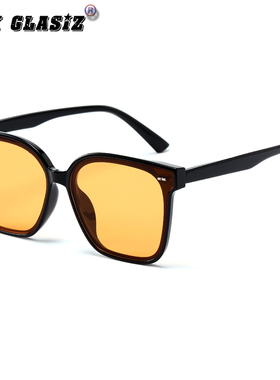 方形大框黄色太阳镜小红书复古