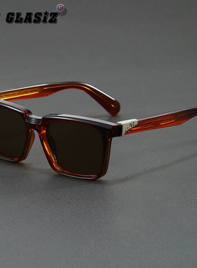 玳瑁防蓝光平光方形大框墨镜