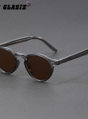 新款韩系小圆框复古板材太阳眼镜